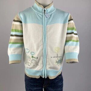 Trois Moutons Pastel Zip-Up Knit Cardigan Sweater 24 Months
